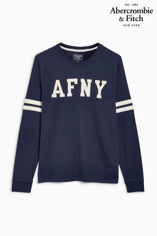 Abercrombie & Fitch Navy Varsity Long Sleeve T-Shirt